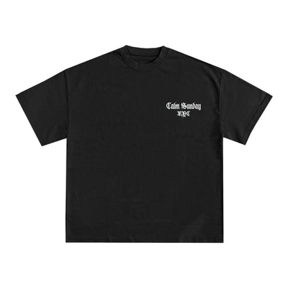 “Calm Sunday” Big Logo Heavyweight T-shirt - Black