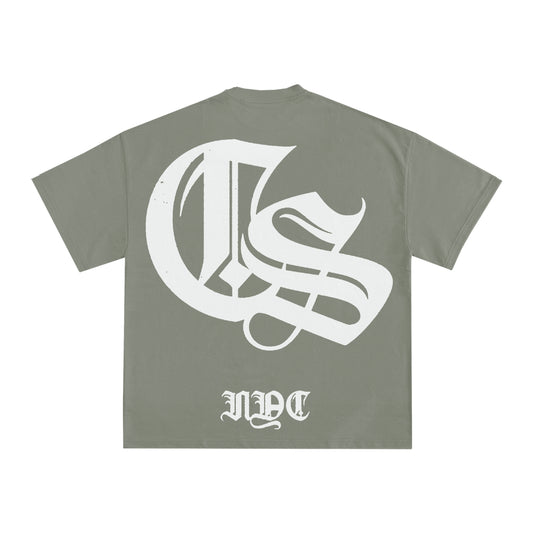 “Calm Sunday” Big Logo Heavyweight T-shirt - Cement