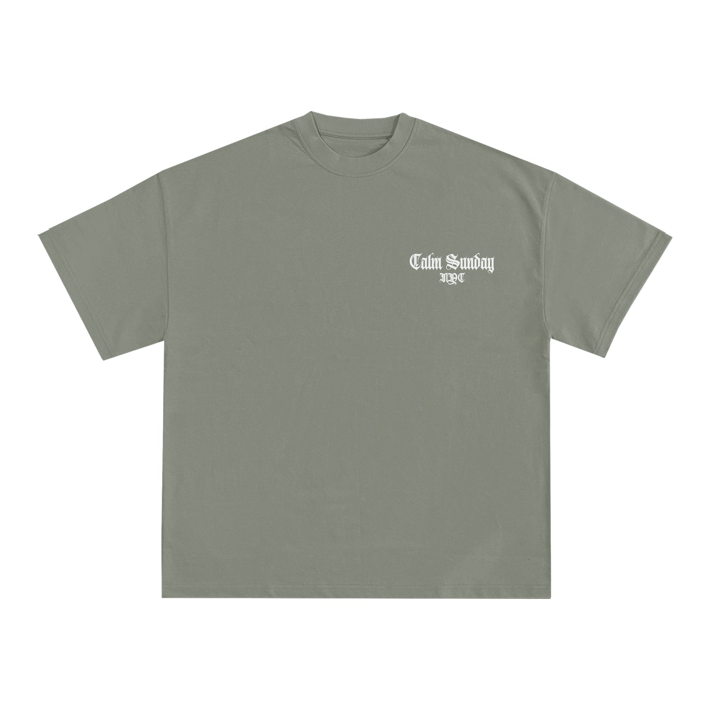 “Calm Sunday” Big Logo Heavyweight T-shirt - Cement