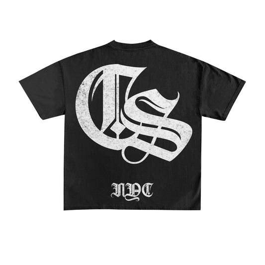 “Calm Sunday” Big Logo Heavyweight T-shirt - Black